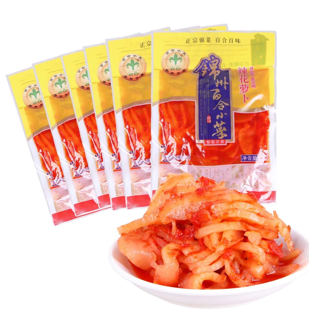 东北特产锦州小菜 辣花萝卜袋装308g*6袋  脆萝卜下饭菜包邮