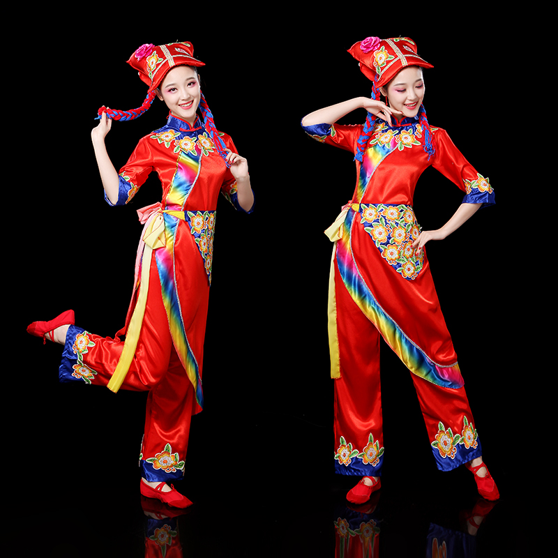 2021新款羌族舞蹈服装少数民族演出服苗族彝族舞台表演服成人女夏