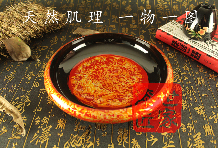 定制福州传统工艺品脱胎漆器果盘摆件彩绘肌理菠萝器犀皮漆果子钵
